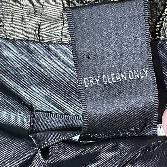 Virgo Womens Floral Textured Cropped Jacket Size 14 Gold & Black Polyester/Rayon - Picture 7 of 8